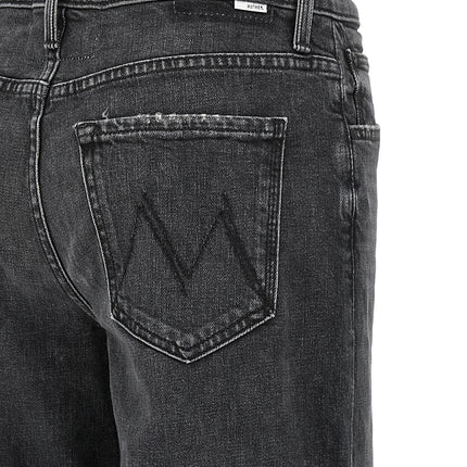 Mother Denim Black Cotton Straight-Leg Jeans