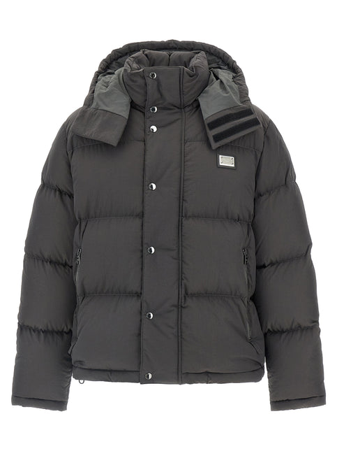 Dolce & Gabbana Gray Polyamide Full-Length Jacket