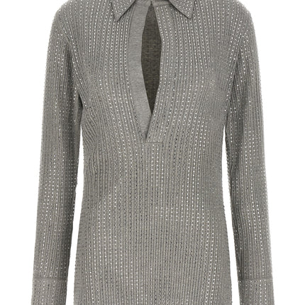 The Attico Gray Cotton Short Dress