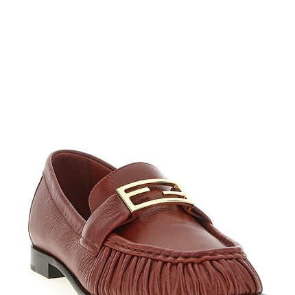 Fendi Brown Lamb Leather Slip-On Loafers