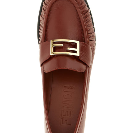 Fendi Brown Lamb Leather Slip-On Loafers
