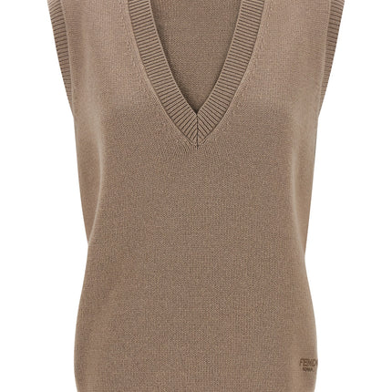 Fendi Beige Cashmere Sleeveless Jacket