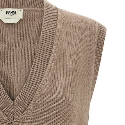 Fendi Beige Cashmere Sleeveless Jacket