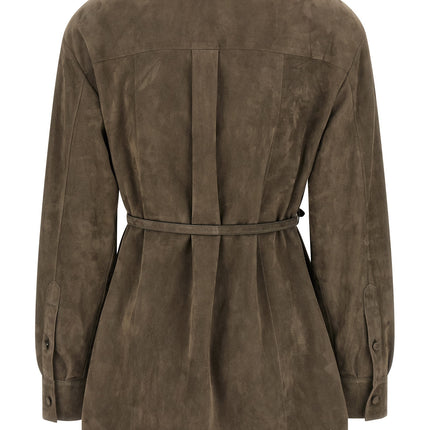 Fendi Gray Lamb Leather Blouse