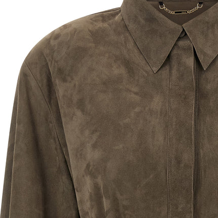Fendi Gray Lamb Leather Blouse