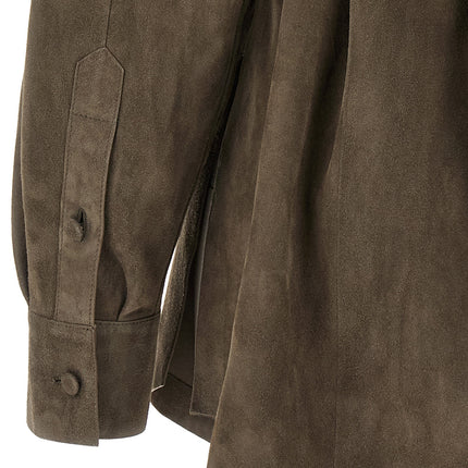 Fendi Gray Lamb Leather Blouse