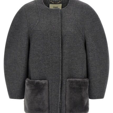 Fendi Gray Virgin Wool Coat