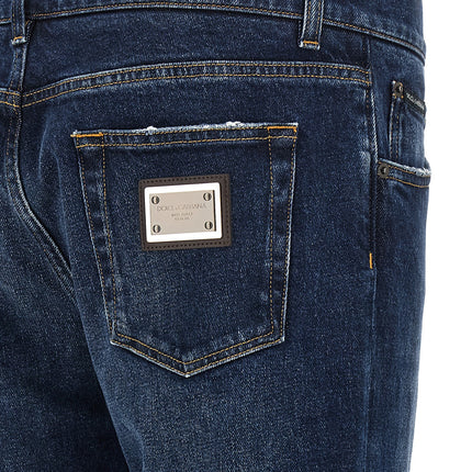 Dolce & Gabbana Blue Cotton Straight-Leg Jeans