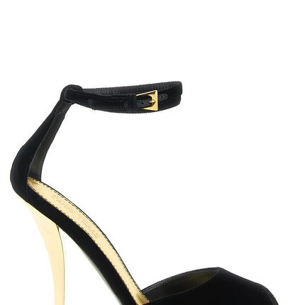 Paris Texas Black Viscose Stiletto Heel Sandals