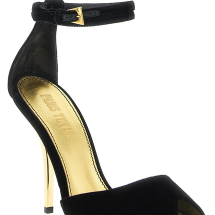Paris Texas Black Viscose Stiletto Heel Sandals