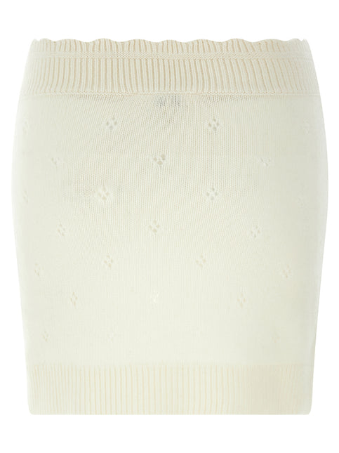 Chloé White Wool Long Skirt
