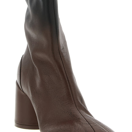 MM6 Maison Margiela Brown Lambskin Ankle Boots