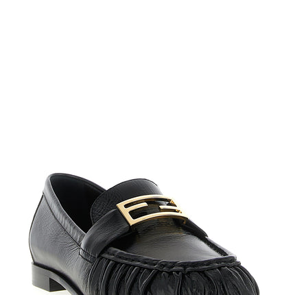 Fendi Black Lamb Leather Slip-On Loafers