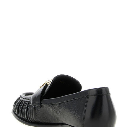 Fendi Black Lamb Leather Slip-On Loafers