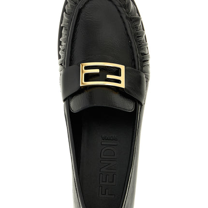 Fendi Black Lamb Leather Slip-On Loafers