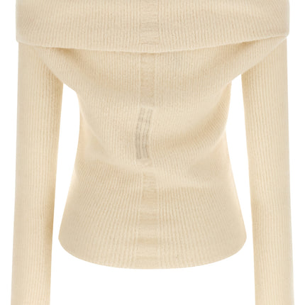 Rick Owens White Wool Cardigan