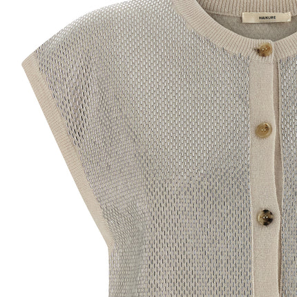 Haikure Beige Virgin Wool Sleeveless Jacket