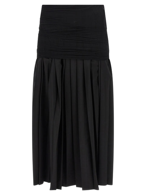 MM6 Maison Margiela Black Polyester Midi Skirt