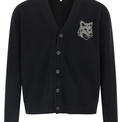 Maison Kitsuné Black Merino Wool Cardigan
