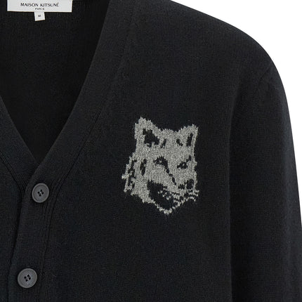 Maison Kitsuné Black Merino Wool Cardigan