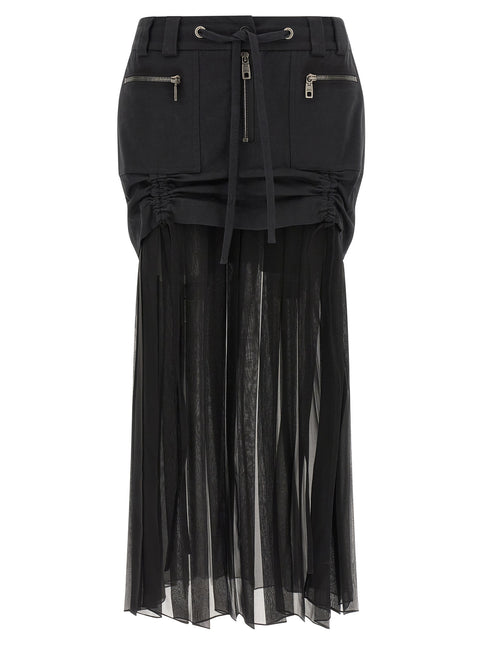 Dolce & Gabbana Black Silk Midi Skirt