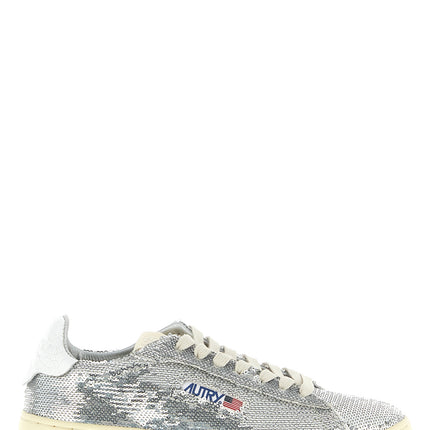 Autry Silver Polyester Low Top Sneakers