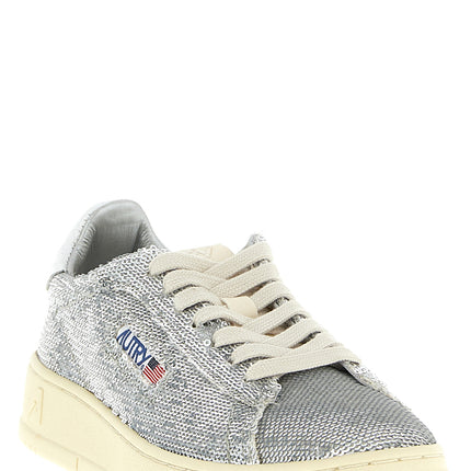 Autry Silver Polyester Low Top Sneakers