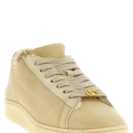 Valentino Garavani Beige Goatskin Low Top Sneakers
