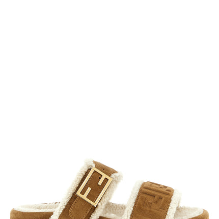 Fendi Beige Calfskin Slides