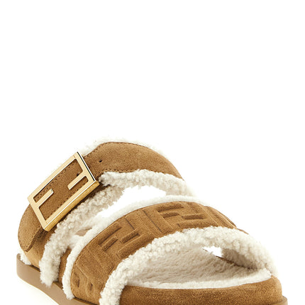 Fendi Beige Calfskin Slides