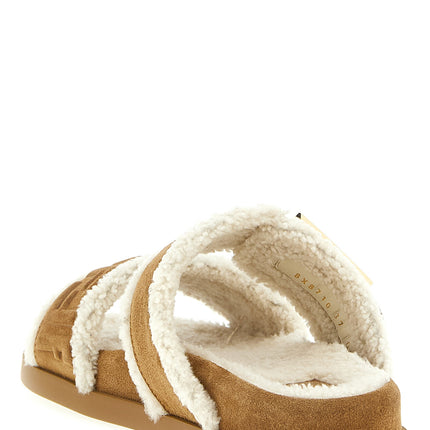 Fendi Beige Calfskin Slides