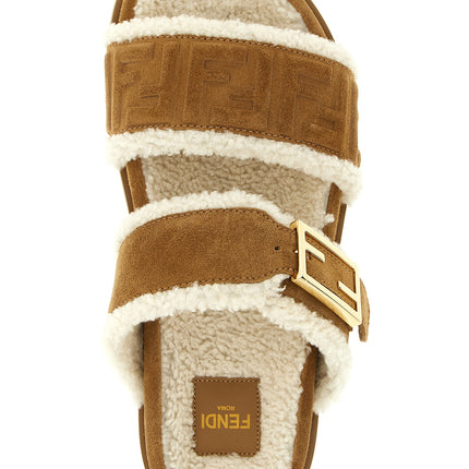 Fendi Beige Calfskin Slides