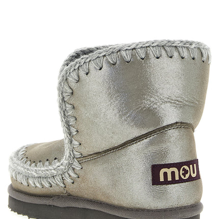 Mou Silver Lambskin Ankle Boots
