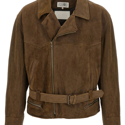 MM6 Maison Margiela Brown Calfskin Leather Jacket