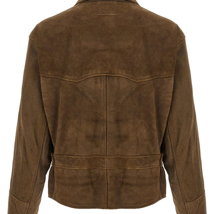 MM6 Maison Margiela Brown Calfskin Leather Jacket