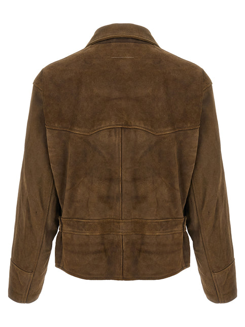 MM6 Maison Margiela Brown Calfskin Leather Jacket