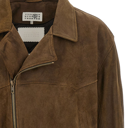 MM6 Maison Margiela Brown Calfskin Leather Jacket