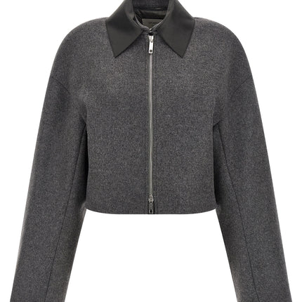 Sportmax Gray Virgin Wool Full-Length Jacket