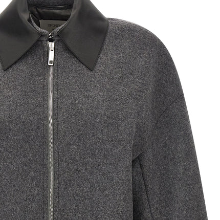 Sportmax Gray Virgin Wool Full-Length Jacket