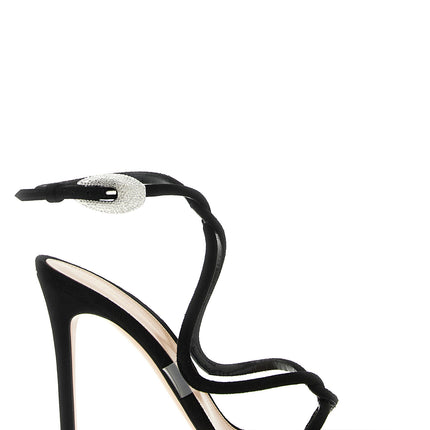 Gianvito Rossi Black Suede Leather Stiletto Heel Sandals