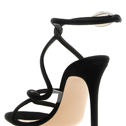 Gianvito Rossi Black Suede Leather Stiletto Heel Sandals