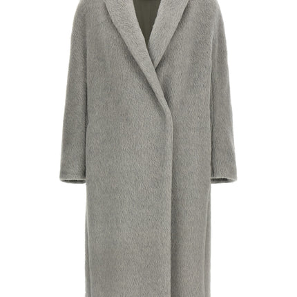 'S Max Mara Gray Alpaca Leather Coat