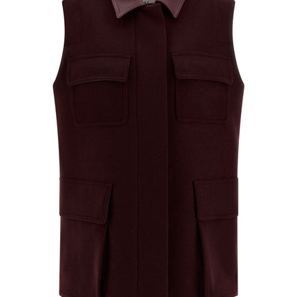 Max Mara Bordeaux Virgin Wool Sleeveless Jacket