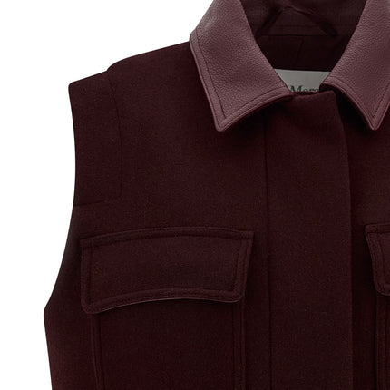 Max Mara Bordeaux Virgin Wool Sleeveless Jacket