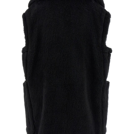 Max Mara Black Alpaca Leather Sleeveless Jacket