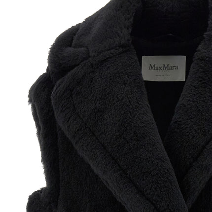 Max Mara Black Alpaca Leather Sleeveless Jacket