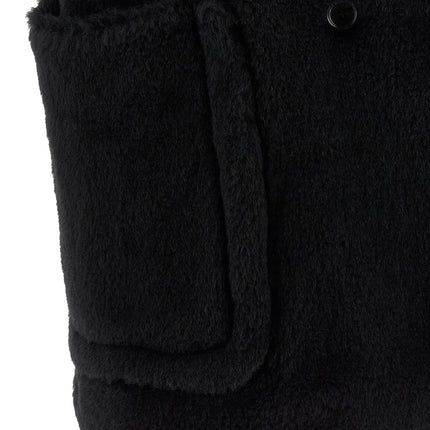 Max Mara Black Alpaca Leather Sleeveless Jacket