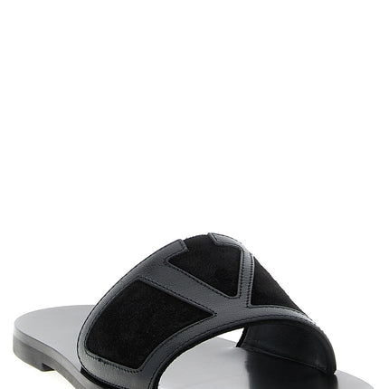 Valentino Garavani Black Calfskin Slides
