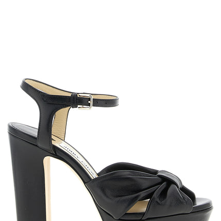 Jimmy Choo Black Leather Stiletto Heel Sandals