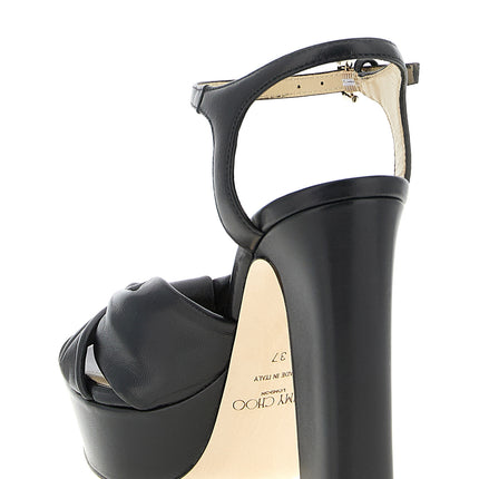 Jimmy Choo Black Leather Stiletto Heel Sandals